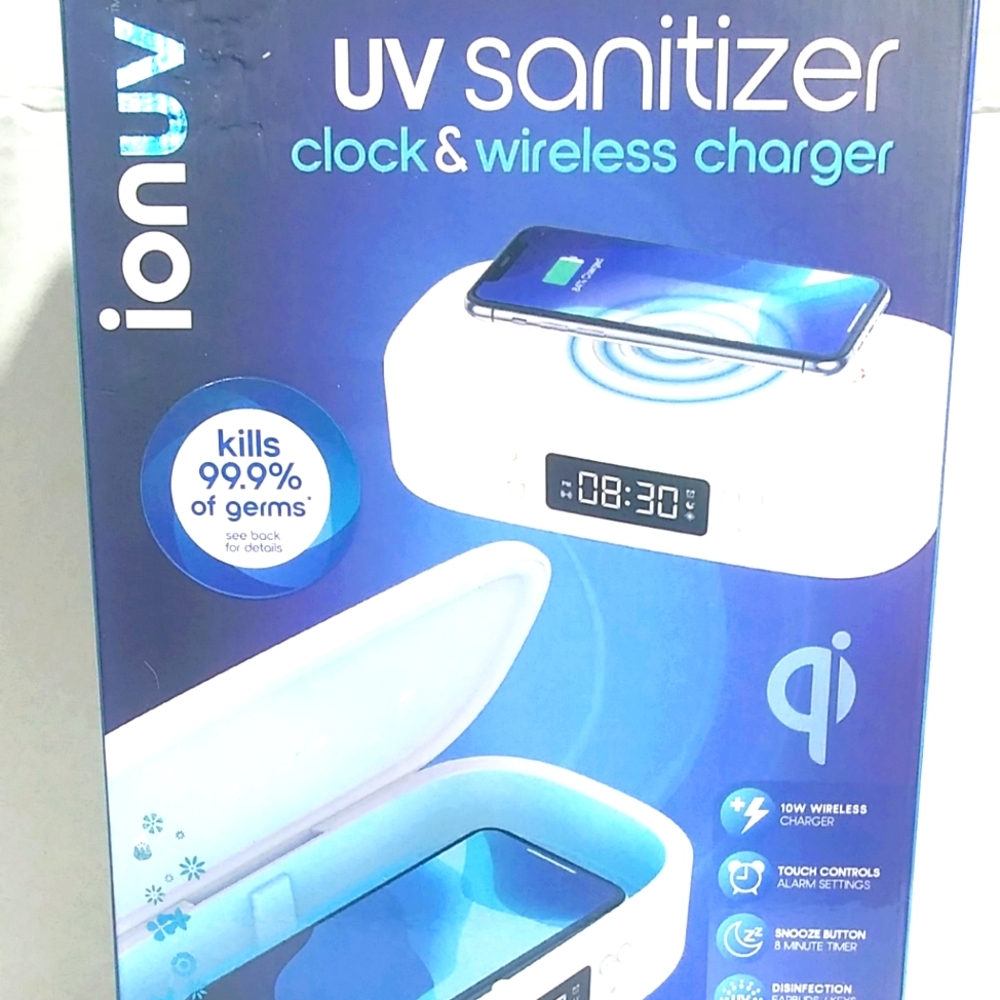 Ionic UV Sanitizer Clock & Wireless Charger